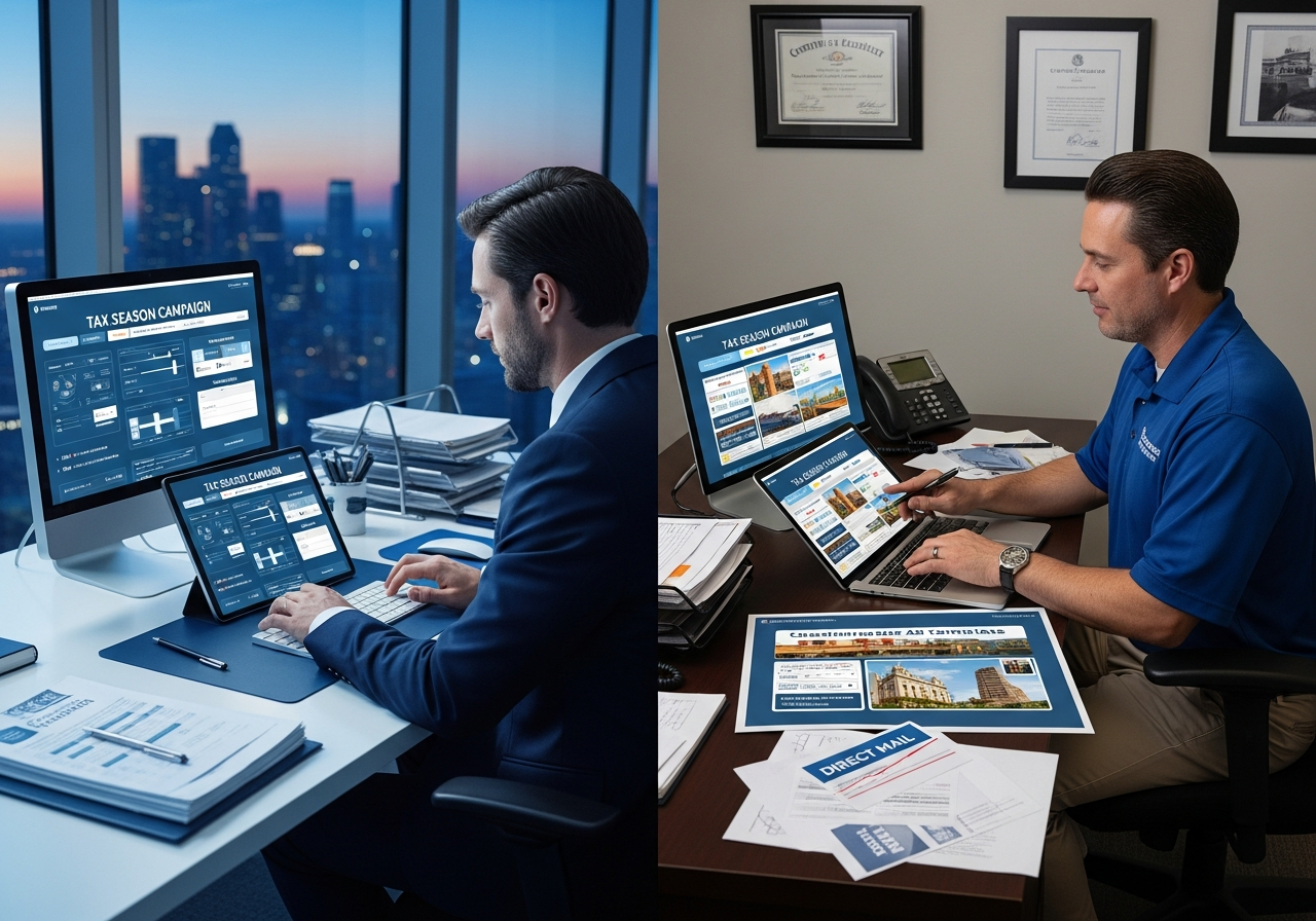 LMAP analytics dashboard, real campaign data, performance metrics, clean UI showing ROI and compliance stats